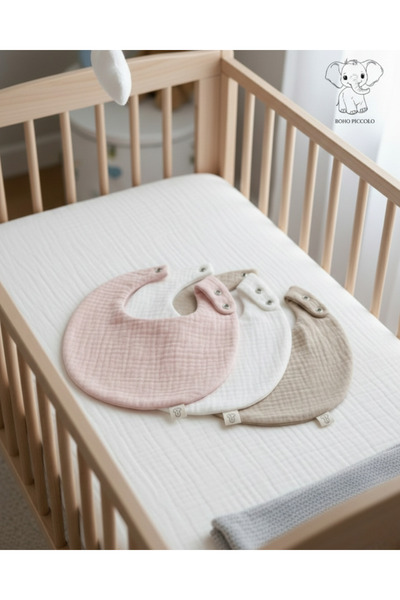 Boho Piccolo مريلة أطفال بيضاوية مكونة من 3 قطع مصنوعة من قطن الموسلين بنسبة ...