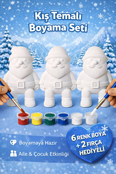 PRİNTELLA Yılbaşı Noel Baba Figür Boyama Seti – 3’lü | 6 Renk Boya + 3 Fırça ...
