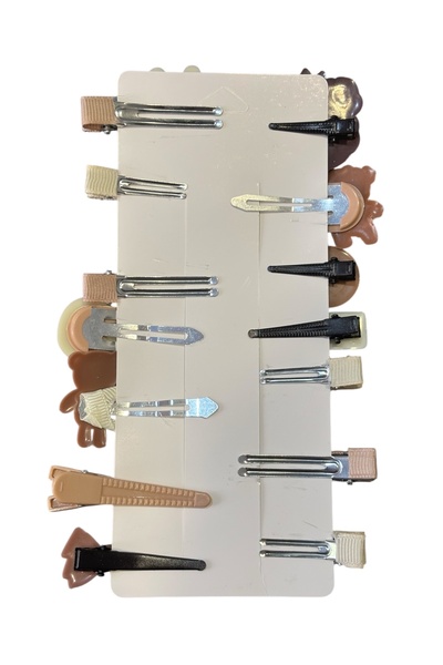 SHEKER HOME Girl's & Baby's Brown Teddy Bear Buckle Set 14 Pieces – Hair Clips/Snap Hair Accessories