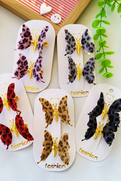 Nisankids Leopard Patterned Butterfly Buckle 1 Pair