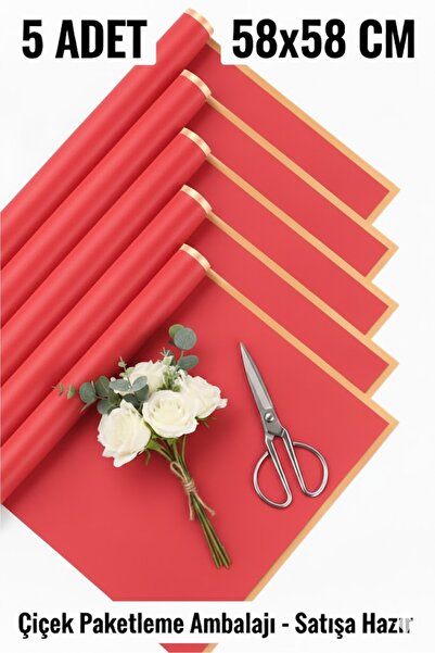 serap çiçekçilik 4 Adet Kırmızı Buket Paketleme Ambalajı Çiçek Paketleme