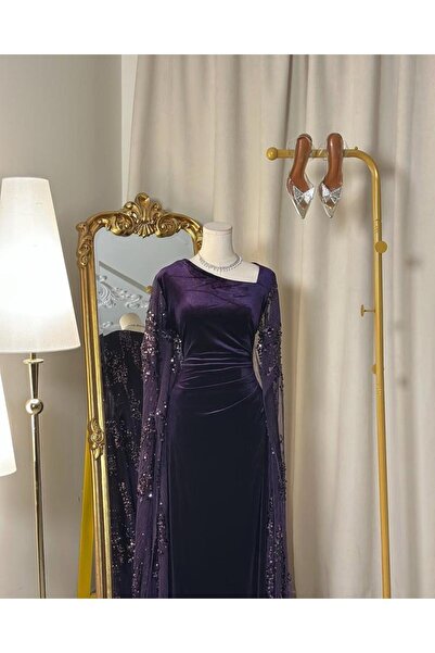 vanus fashion فستان سهرة طويل 5335 ( لونين )