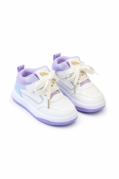 Superbaby Adidași albi pentru fetițe pentru primii pași, cu inserții lila și ...