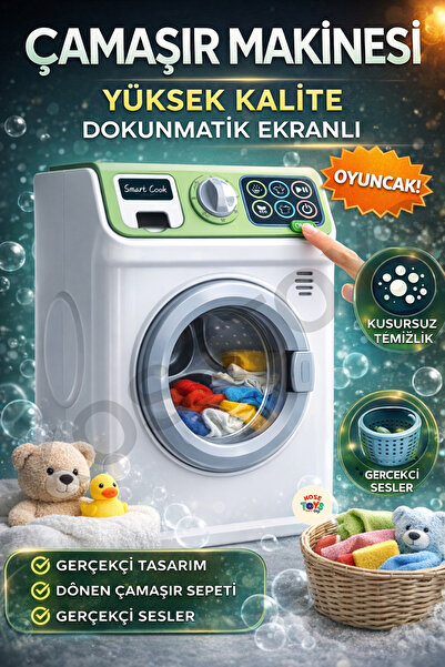 kosetoys Oyuncak Çamaşır Makinesi Dokunmatik Ekran Yüksek Kalite 24 cm