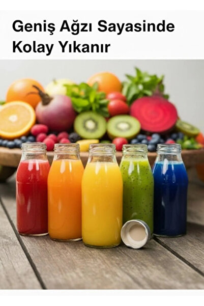 junibeliw 5 Adet BOŞ Cam Ginger Shot Şişesi Sızdırmaz Metal Kapak Geniş Ağızl...