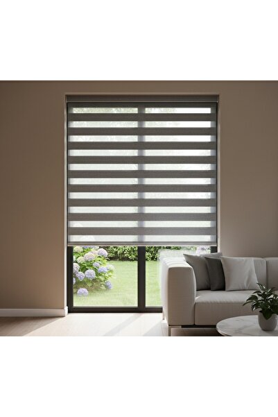 destello by tk Antrasit Zebra Stor Perde | Işık Geçirgen Ayarlı | Şık ve Mode...
