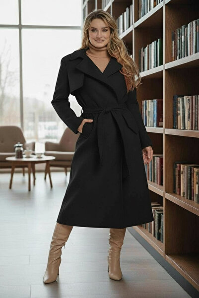 Pitti Kadın Siyah Rüzgarlıklı Kaban 70606