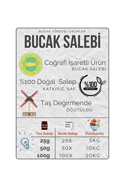 Bucak Yöresel Ürünler Bucak Salebi 50 G / %100 Doğal Salep, Saf Bucak Sahlebi Sıcak Salep/dondurma Salebi