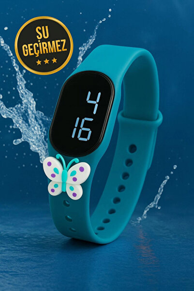 sezerekspres Çocuk Kol Saati Dokunmatik Led Su Geçirmez Yeşil Kelebek (AKILLI...