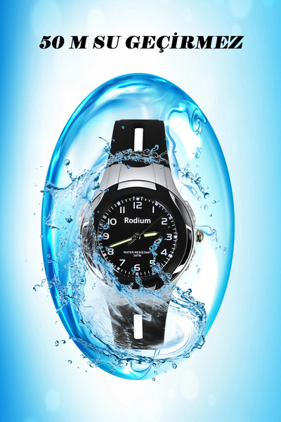 sezerekspres Children's Wristwatch Waterproof Rhodium Analog (8545) (Black-Si...