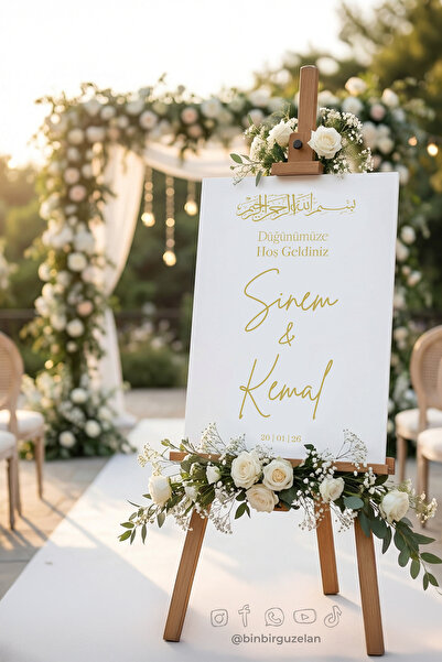 Binbir Güzel An 50x70 cm Kişiye Özel Besmele Detaylı Karşılama Panosu