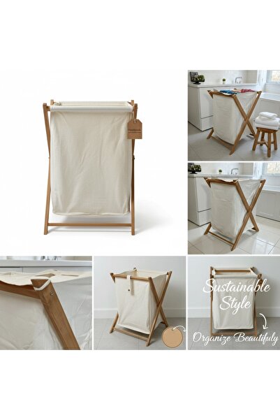 LEVA Iki Gözlü Bez Katlanır Kirli Çamaşır Sepeti