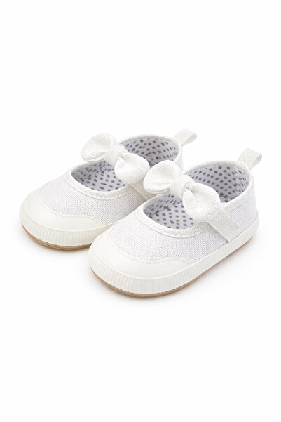 Superbaby Pantofiori alb sidefat pentru fetite