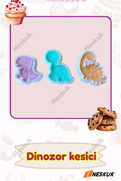 Neskuk مجموعة قوالب تشكيل العجين على شكل ثلاثة ديناصورات للأطفال