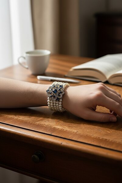FAYRA ACCESSORIES Kristal Taşlı Tasarım İnci Bileklik