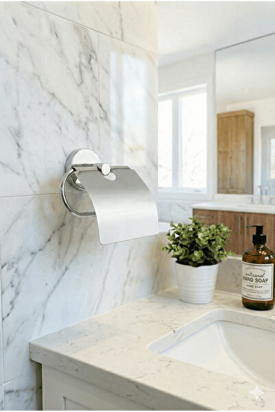 Aktel Banyo Krom Geniş Kapaklı Tuvalet Kağıtlığı WC Kağıtlık Tuvalet Kağıdı A...