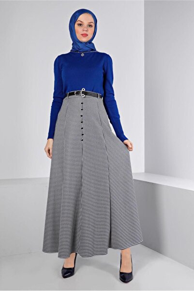 TRENDTESETTÜR KADIN LACİVERT KEMERLİ ETEK T 60345