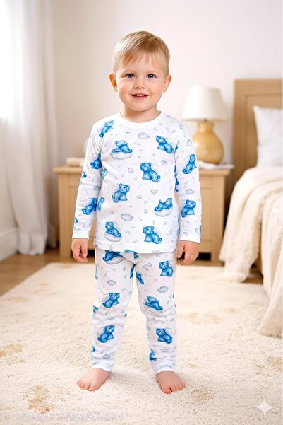 Nexvora طقم بيجامة راب بلوستي كلاودي بير من عمر 1 إلى 3 سنوات، 100% قطن، بأكم...