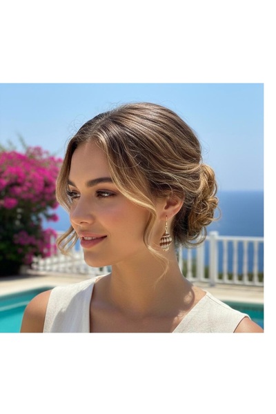 GENERAL أقراط أنيقة متدلية من الصدف الطبيعي عالي الجودة صنع يدويا وبتصميم أني...