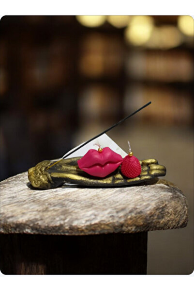 BOHEM PeSaPe ArT El tütsülük & Dekoratif mum sunum&Çilek- dudak mum seti