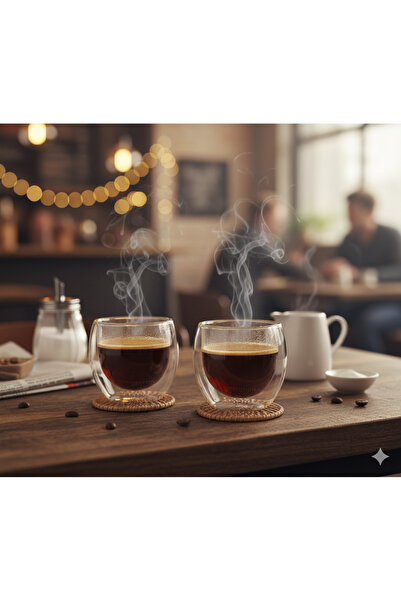 MİMOZA PARK 2 Pieces New Design Double Walled Glass 250 ml 2 Pieces Fma03251