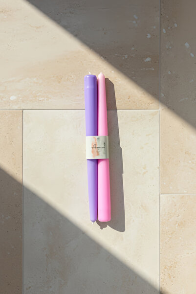 ARİENEL Şamdan Mumu | 2'li Set | Shades Of Pastel | Konik | El Yapımı | Unique