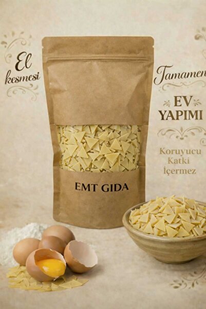 EMT GIDA Ev Yapımı Üçgen Kesim Erişte – El Kesmesi, Katkısız, Doğal Ev Erişte...