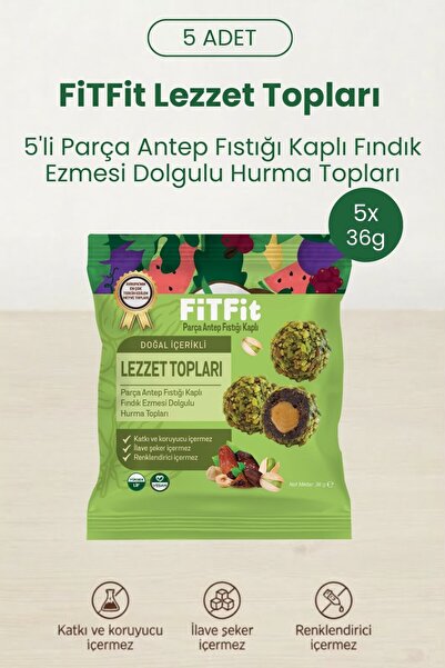 FitFit Doğal İçerikli Lezzet Topları | Antep Fıstıklı Fındık Ezmesi Dolgulu H...