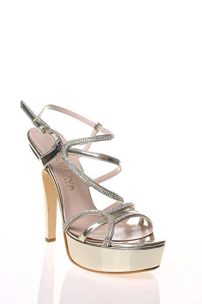 Miss Mitto Pantofi de seară de damă din piele lacuită aurie cu platformă înal...