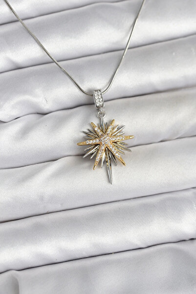 shopwave 316L سلسلة فولاذية فضية اللون نموذج نجمة القطب قلادة نسائية