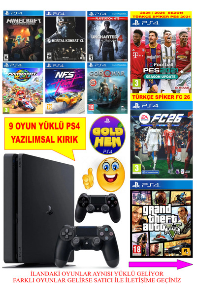 Çınar Bilişim Dünyası Ps4 500 gb Slim Kasa Oyunlu 2 Adet V2 Kol + (kırık sist...
