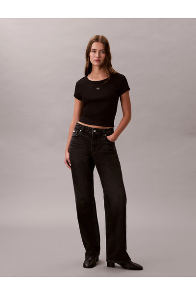 Calvin Klein Kadın Woven Label Baby T-shirt