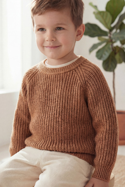 Babily Bebek Çocuk Dikişsiz Premium Triko Kazak Esnek Unisex Yumuşak Kalın