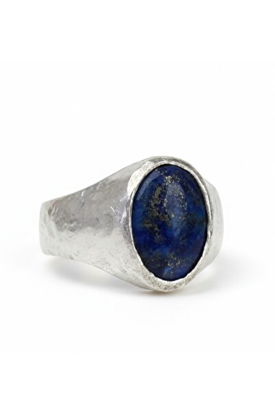 makeitbylove Sultan Lapis Lazuli El Yapımı Gümüş Erkek Yüzük, Dövme İşçilik, ...