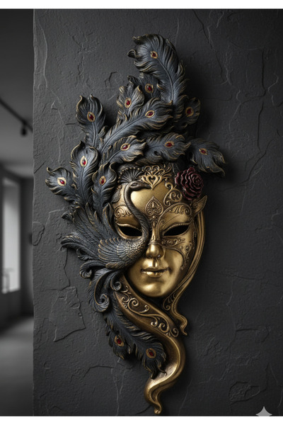 Hanlar Home Dekoratif Maske Pano Duvar Heykel (53X26CM)