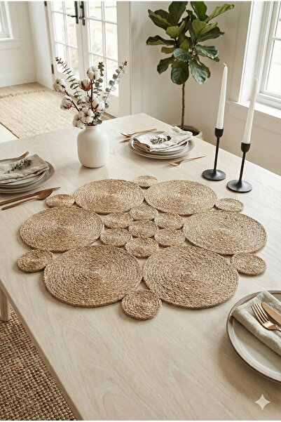 Homever Roundy 60cm Rotunda Iuta Iuta Sufragerie Față de masă Bucătărie / Run...