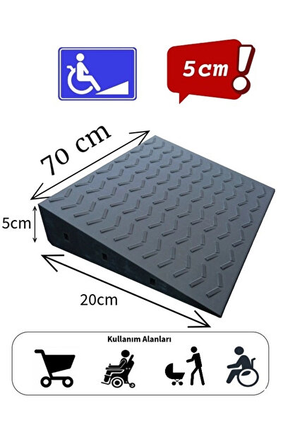 Roboqoq 5 cm Tekerlekli Sandalye Rampası Bantlı Dayanıklı Gri