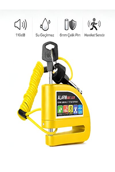 DEANB Alarmlı Disk Kilidi – Motosiklet Güvenlik Kilidi, 110db Alarm, Suya Day...