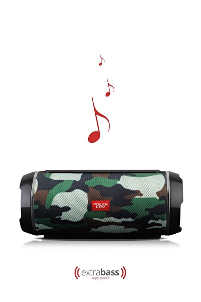 POWERWAY Wrx05 90 Db Sd Kart Aux Usb Girişli Kamuflaj Bluetooth Speaker Hopar...