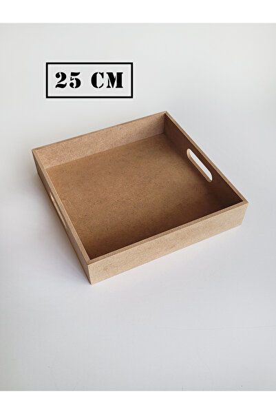 AN'GE Ahşap, Ham Mdf, Boyanabilir Kare Tepsi 25 Cm