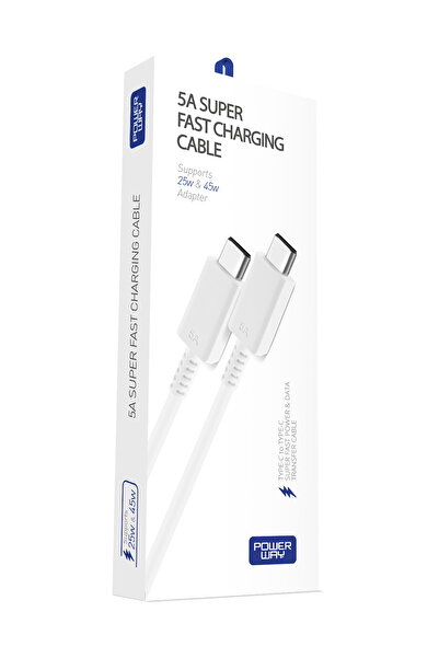 POWERWAY S5 45 Watt Hızlı Şarj Destekli 5A İki Ucu Type-C Şarj ve Veri Aktarm...
