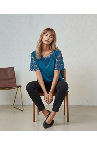 MAMAYAGA Bluză din bumbac curbat, cu jumătate de mânecă, cu gâtul turn, pentr...