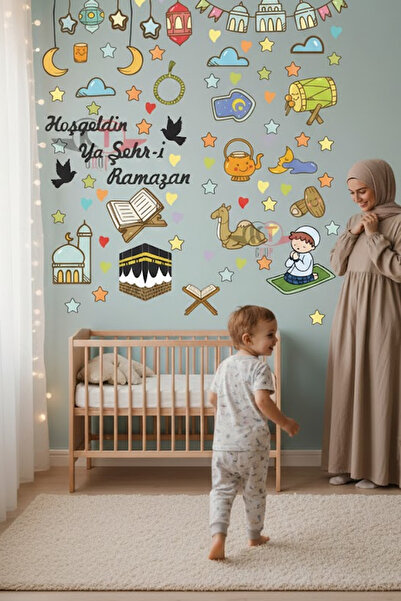 Kt Grup Ramazan Ayı Temalı Çİft Taraflı Cam Duvar Süsleri Hoşgeldin Ramazan Sticker Seti