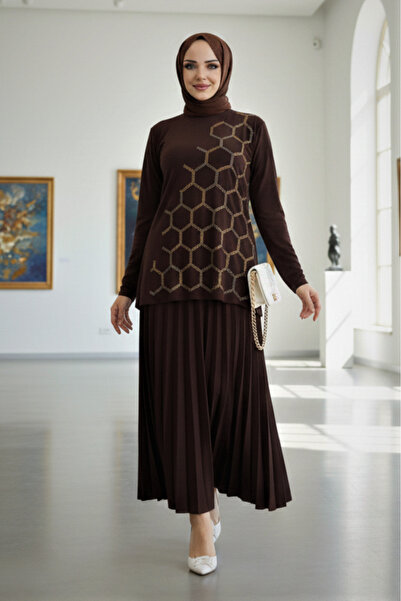 modamira Kadın Sandy Kahverengi Taş Detaylı Tarz Özel Davet Anne Piliseli İki...