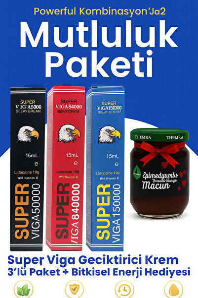 Viga Erkeklere Özel 3’lü Masaj Kremi 15 mL + 240 g Bitkisel Macun Hediye Paket