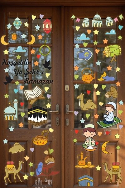 Kt Grup Ramazan Ayı Temalı Çİft Taraflı Cam Duvar Süsleri Hoşgeldin Ramazan Sticker Seti