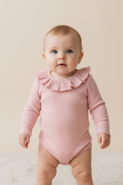 Donino Baby Light Pink Ruffle Collar Jumpsuit