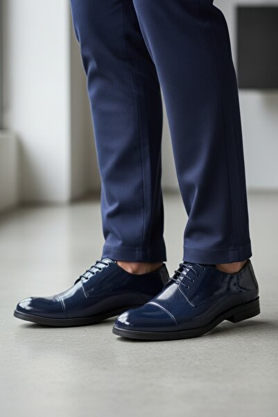 PATİK BEBE Pantofi pentru băieți, albastru închis, din piele lacuită, model o...