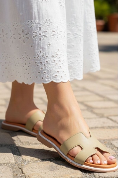 N Napa Shoe Women's H-Cut Flat Sole Genuine Slippers Napa-1202