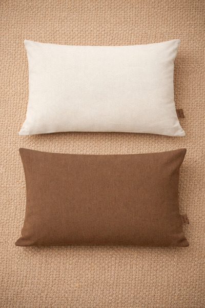 Alacastore Set de 2 huse de pernă decorative de culoare crem și maro amar